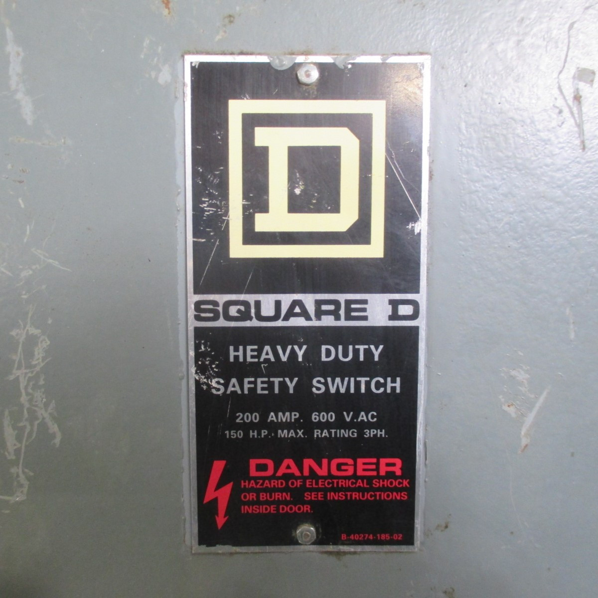 Square D H-364 200A 600V Fusible Safety Switch Disconnect H364 200 Amp E1 (AH0379-1)