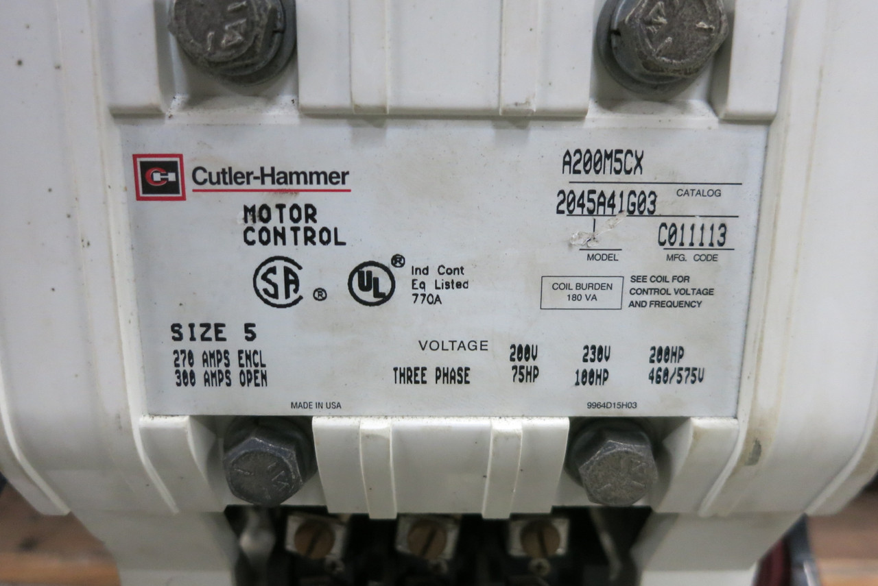 Westinghouse Type W 250A Breaker Size 5 Starter 36" MCC Bucket 250 Amp A200M5CX (BJ0982-1)