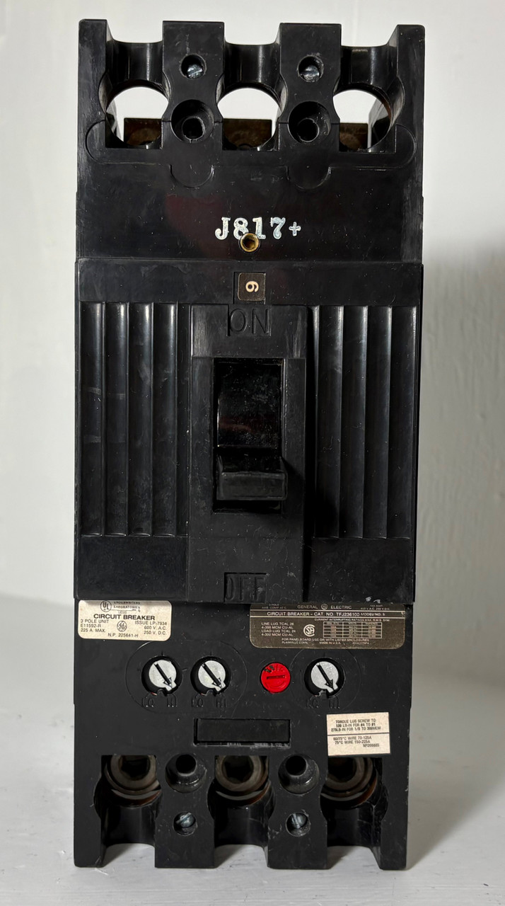 GE TFJ236100 100A Circuit Breaker 480/600V 3 Pole 100 Amp General Electric (EM5385-1)