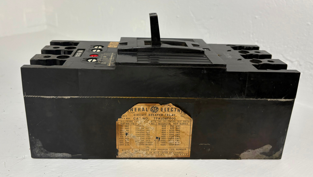 GE TFK236F000 225A Circuit Breaker 175 Amp Trip 600V TFK236175 General Electric (EM5391-1)