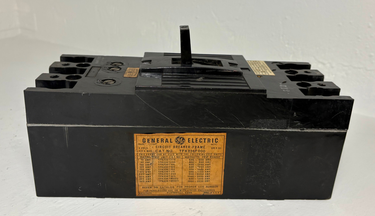 GE TFK236F000 225A Circuit Breaker 70 Amp Trip 600V TFK236070 General Electric (EM5392-1)