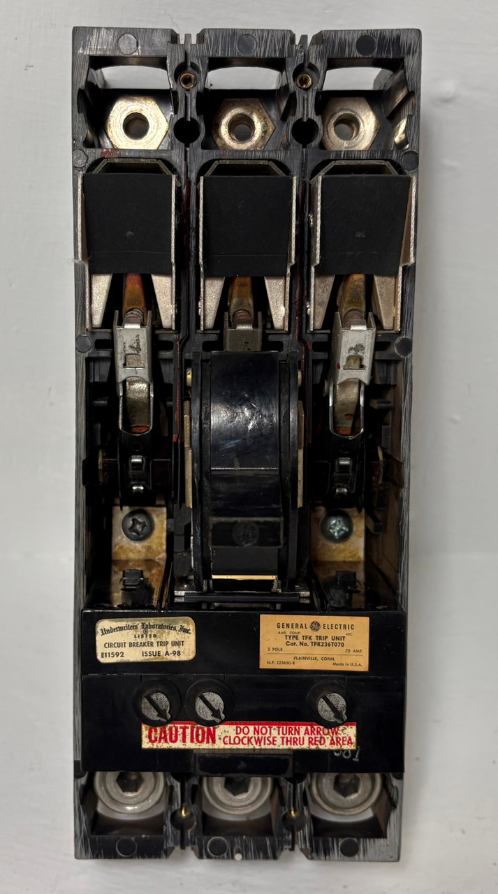 GE TFK236F000 225A Circuit Breaker 70 Amp Trip 600V TFK236070 General Electric (EM5392-1)