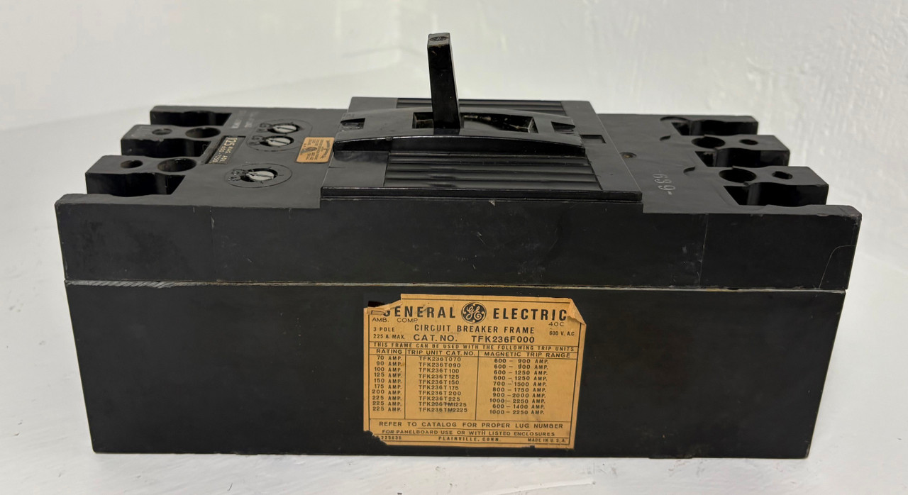 GE TFK236F000 225A Circuit Breaker 125 Amp Trip 600V TFK236125 General Electric (EM5393-1)