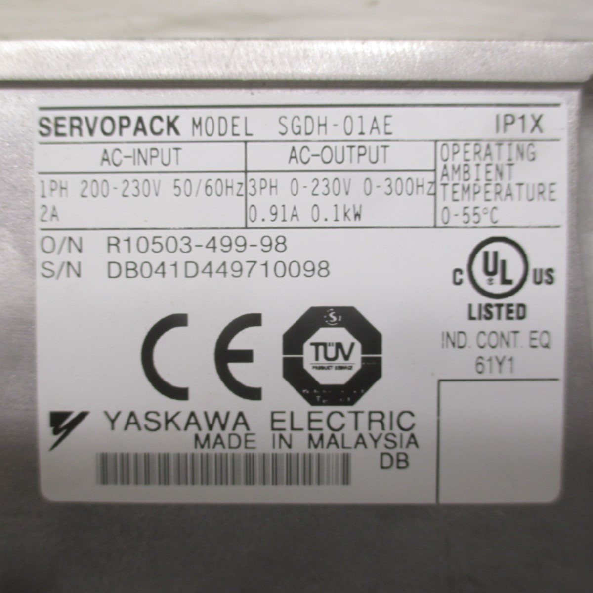 Yaskawa SGDH-01AE Servopack Servo Dirve 200V IP1X 0-55*C SGDH01AE (AH0477-8)
