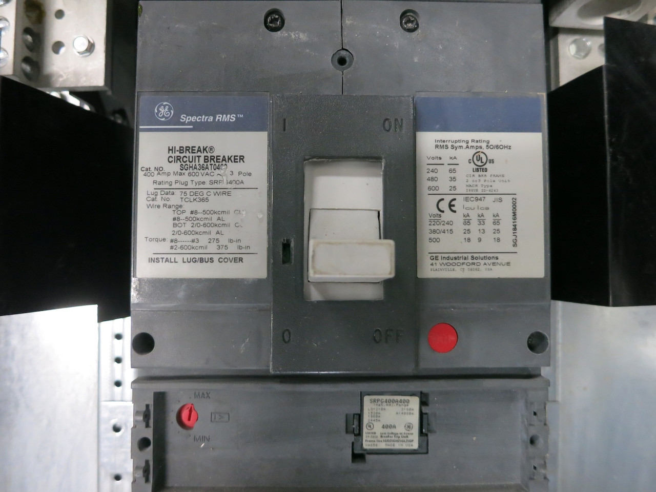 GE 400A A-Series II Main Breaker Panel Board 480/277V 3PH 4W 400 Amp ASF3424KB (DW6952-1)