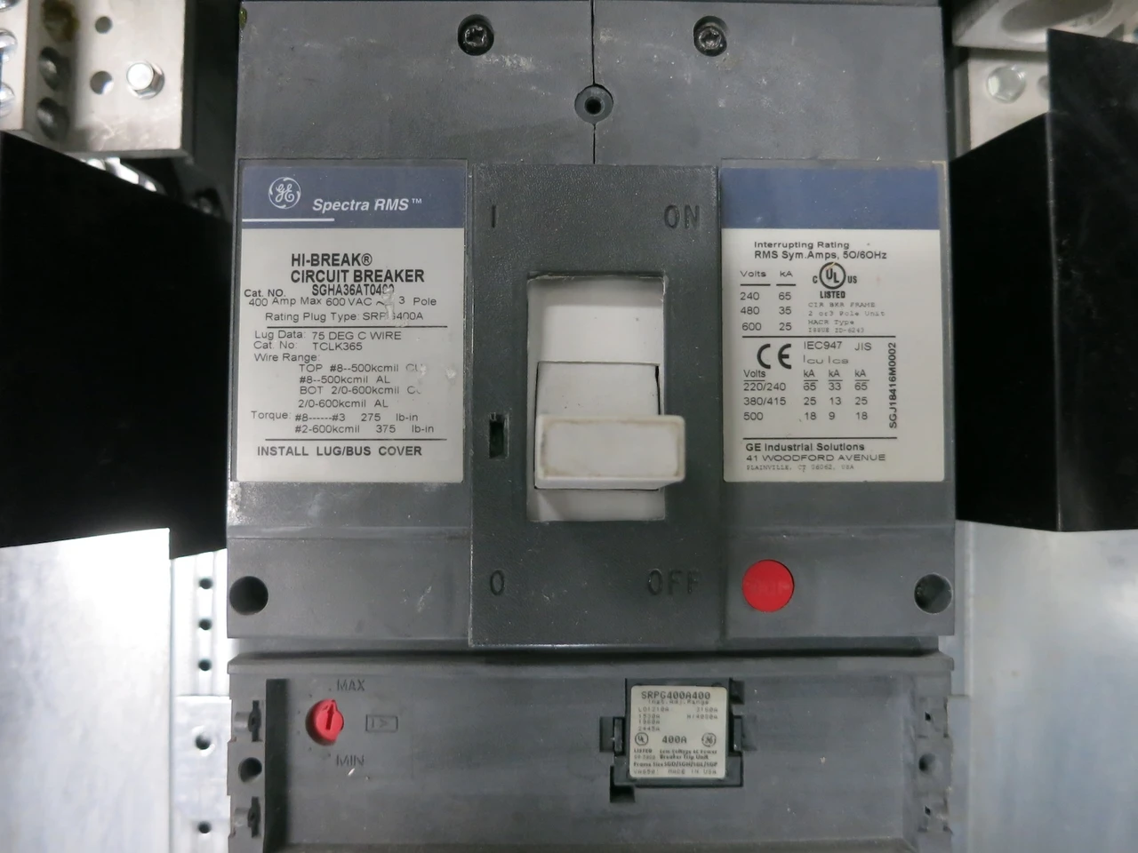 GE 400A A-Series II Main Breaker Panel Board 480/277V 3PH 4W 400 Amp ASF3424KB (DW6952-1)