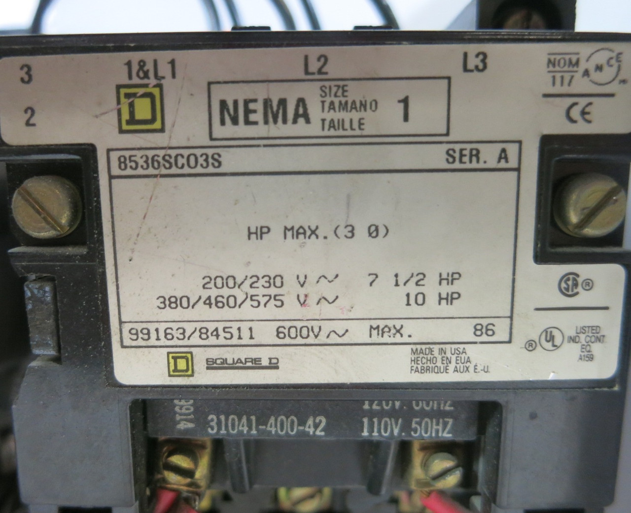 Square D Model 6 Size 1 Starter 30 Amp Breaker 12" MCC Bucket 30A (BJ0992-3)