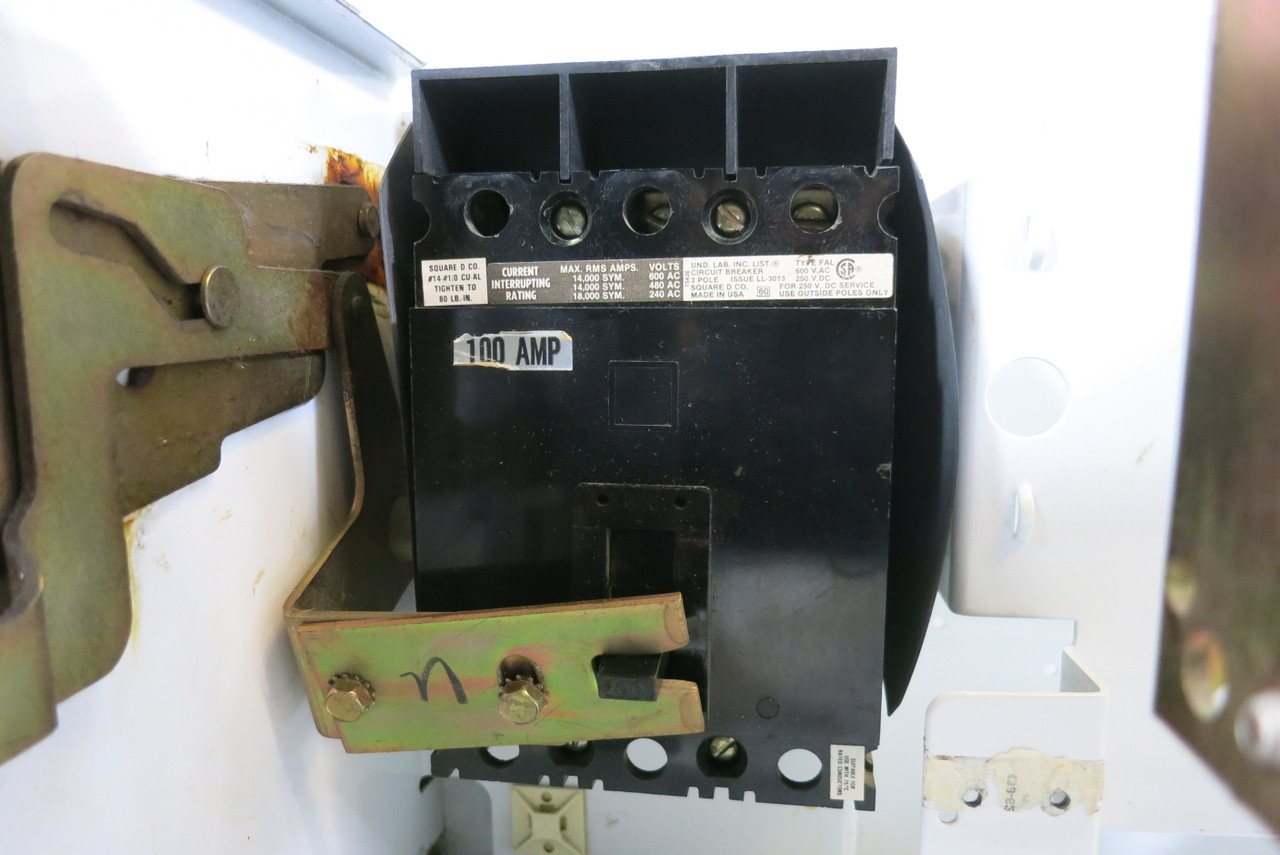Square D Model 6 100A Breaker 12" MCC Feeder Bucket 100 Amp (BJ0993-5)