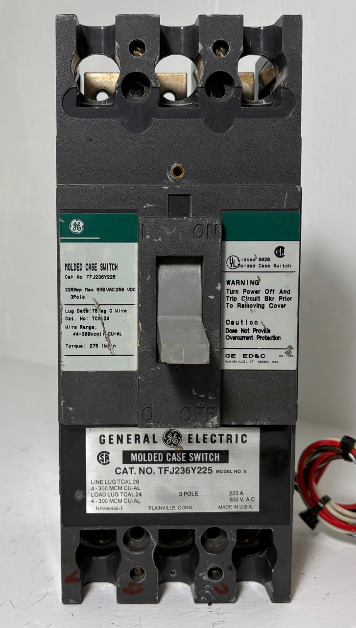 GE TFJ236Y225 225A Molded Case Switch Green Label w Aux 225 Amp General Electric (EM5404-3)