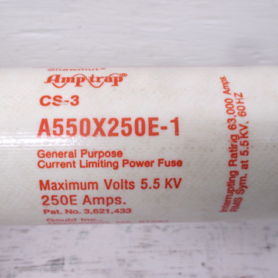 Gould Shawmut A550X250E-1 Current Limiting Power Fuse CS-3 5.5 KV MAX 250E Amps (AH0498-3)