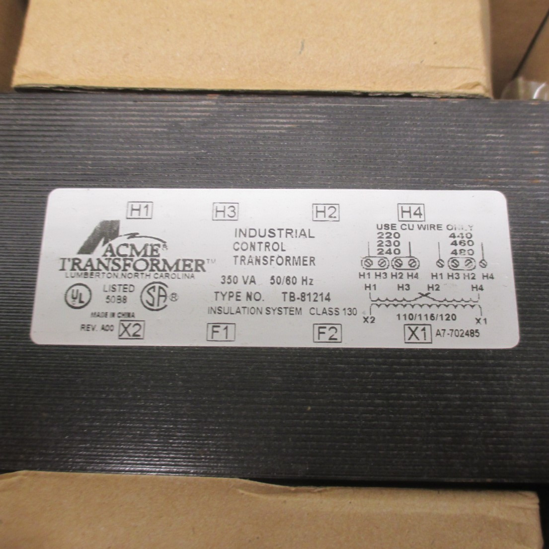 NEW Acme TB-81214 Industrial Control Transformer 350 VA 1 PH 50/60HZ NIB (AH0522-10)