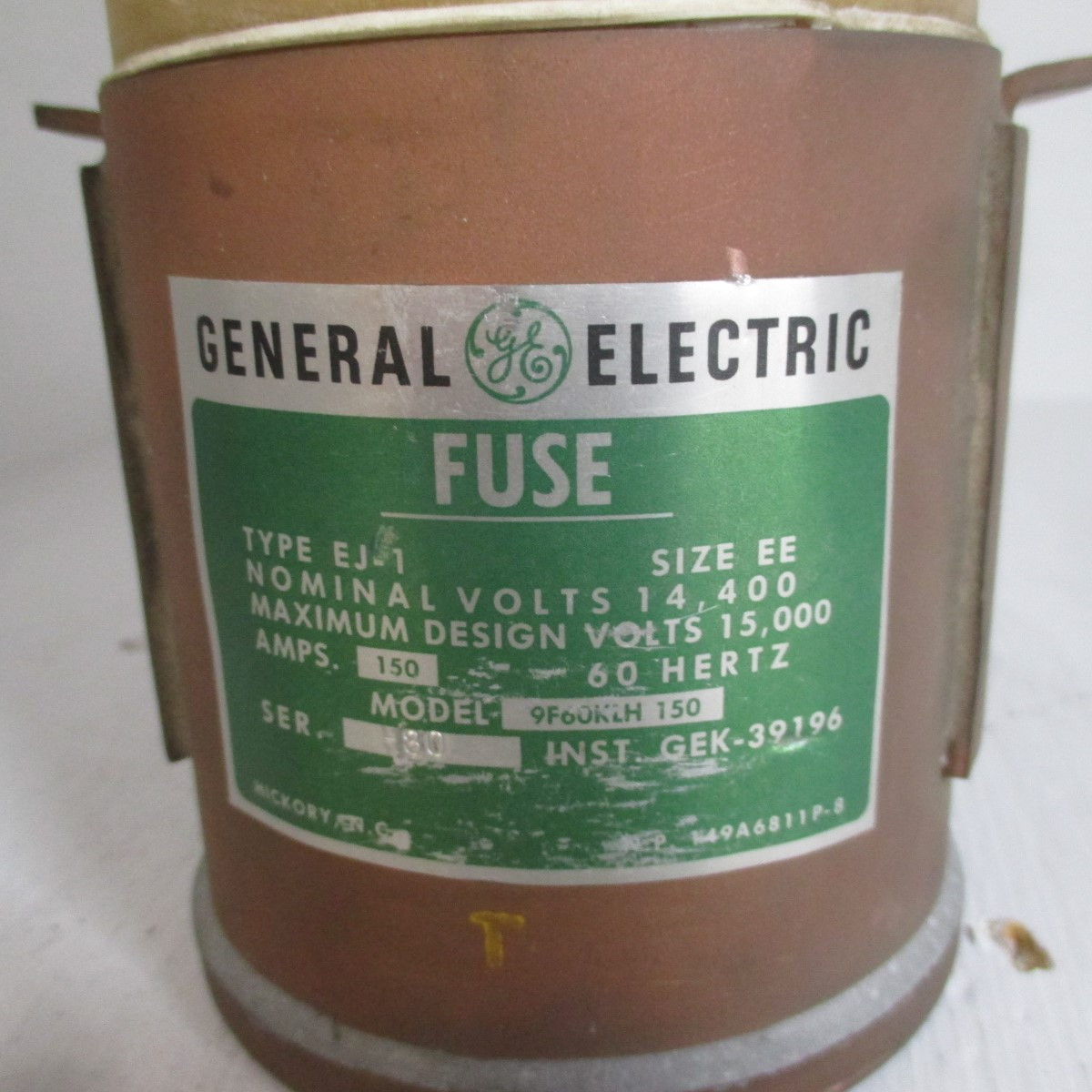 GE 9F60KLH150 150A 15 kV Fuse Size EE Type EJ-1 150 Amp 9F60KLH-150 15kV EJ1 (AH0524-7)