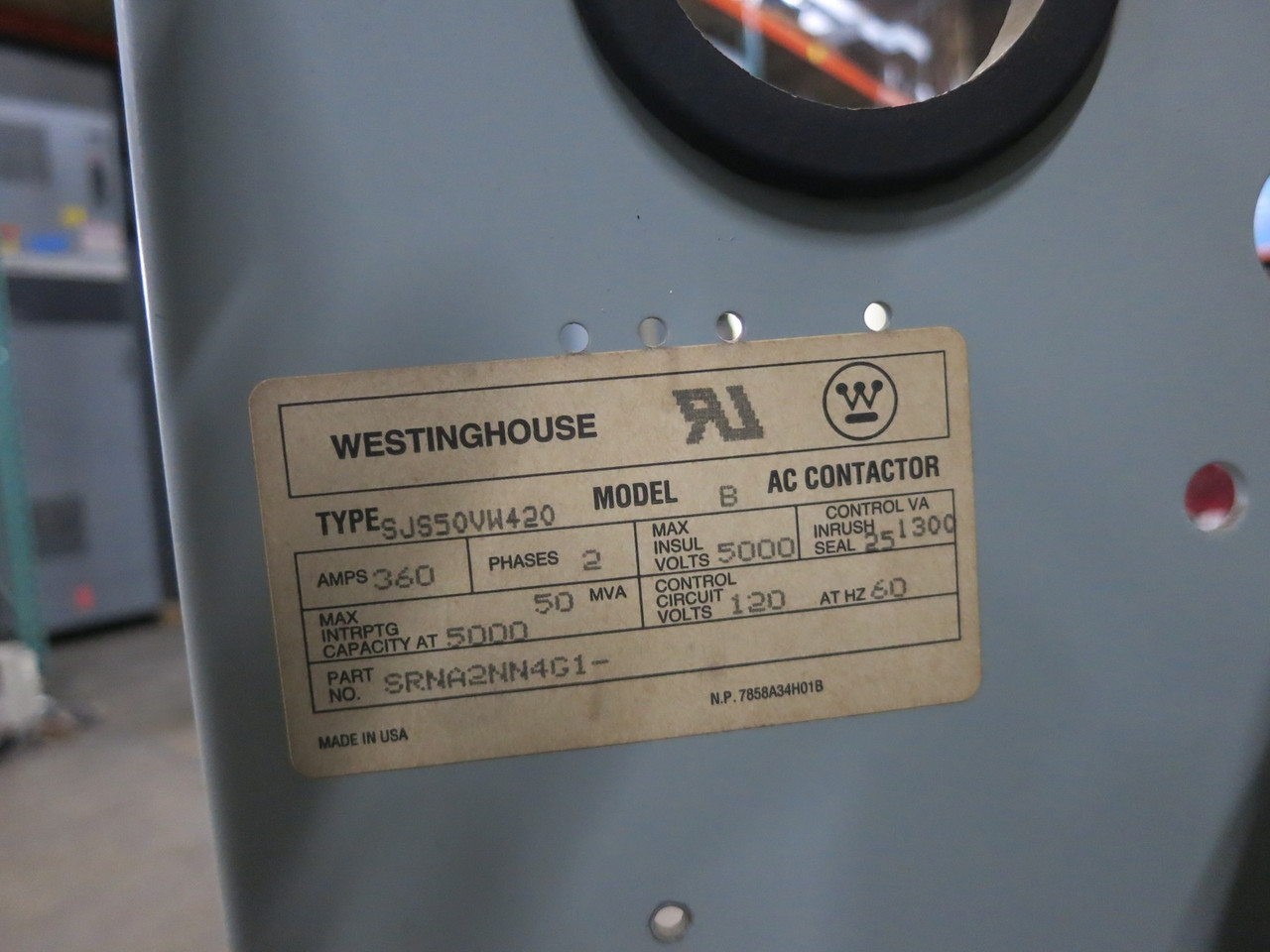 Westinghouse SJS50VW420 360A 5kV AC Vacuum Contactor Ampgard 2P Reversing SJS (DW7070-1)