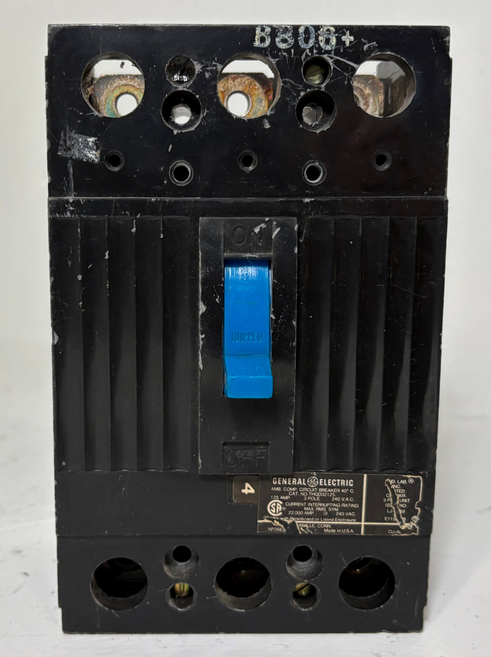 GE THQD32125 125A Circuit Breaker Type THQD 3 Pole 240V 125 Amp General Electric (EM5441-1)
