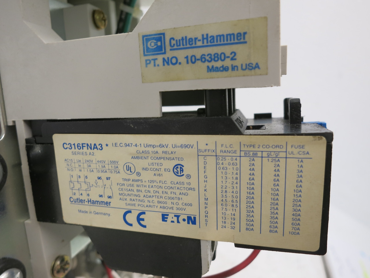 Eaton CE15RN3 Size 4.5 IEC AC Motor Starter C316FNA3 Overload 120V Coil 150 HP (DW7110-1)