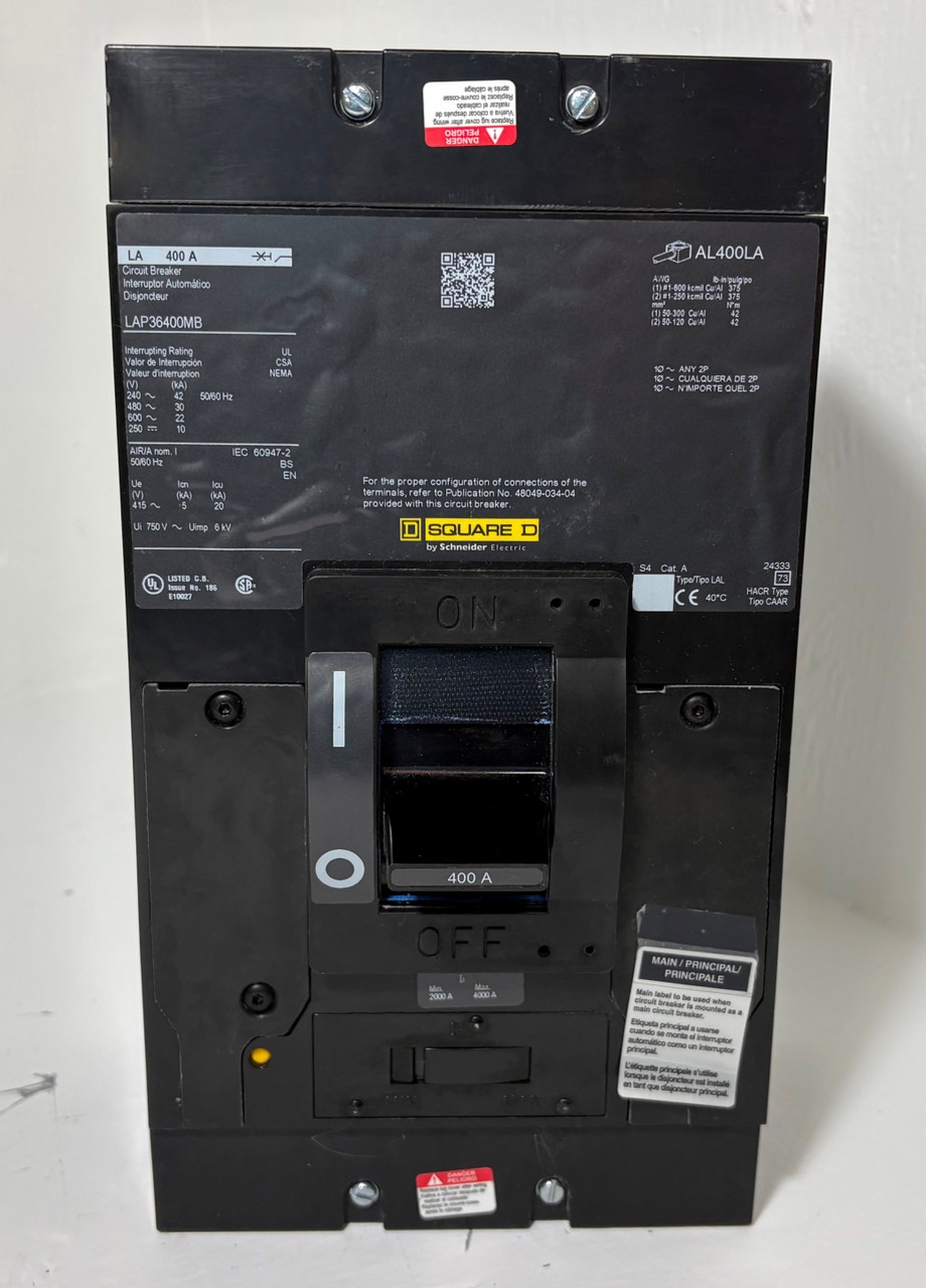Square D LAP36400MB 400A Circuit Breaker Black Label 600V 3P Type LAL 400 Amp (EM5455-7)