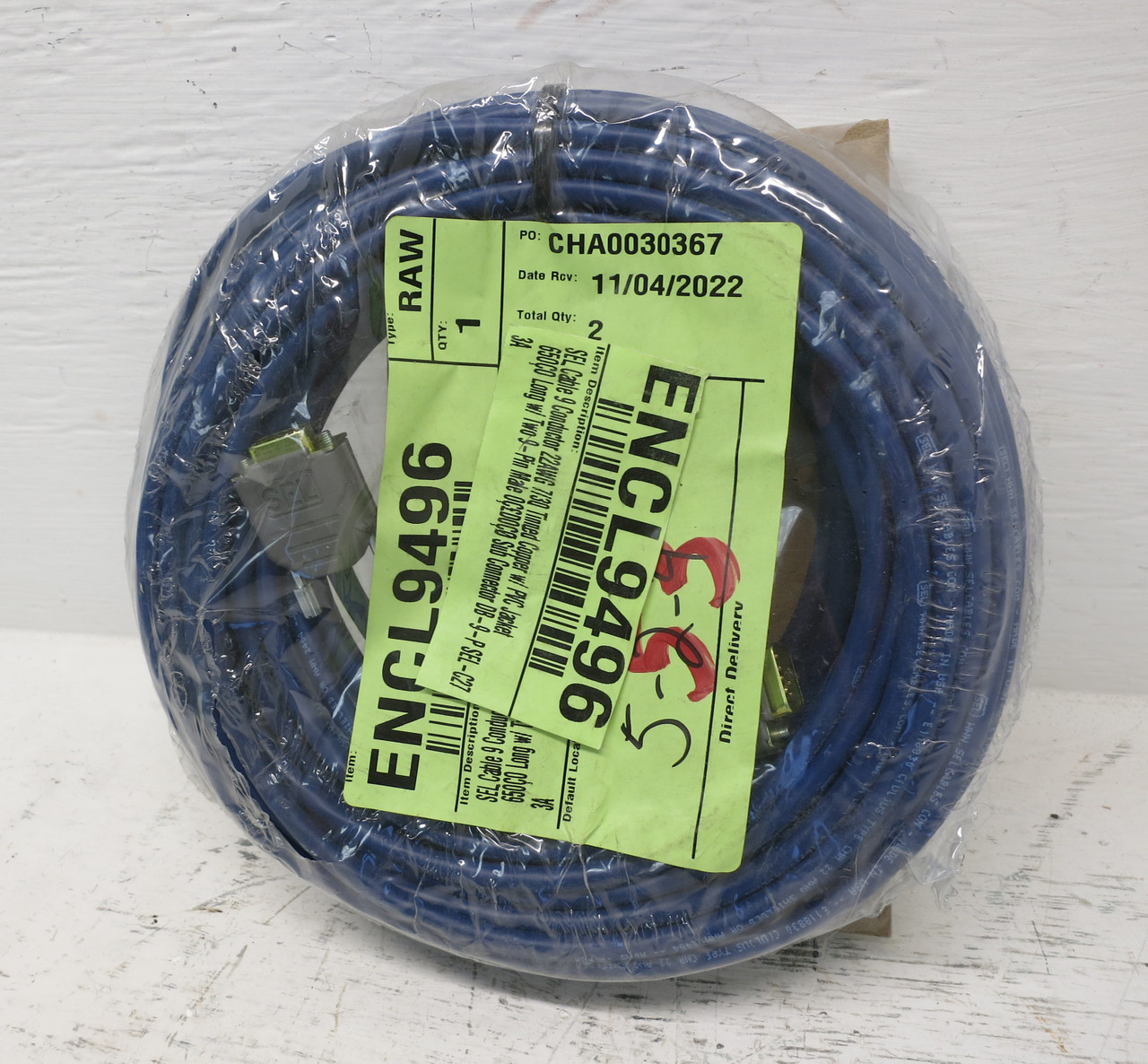 NEW Schweitzer Engineering C273A-065 Data Cable 65ft DB9-DB9 Male SEL 65' 22AWG (DW7120-2)