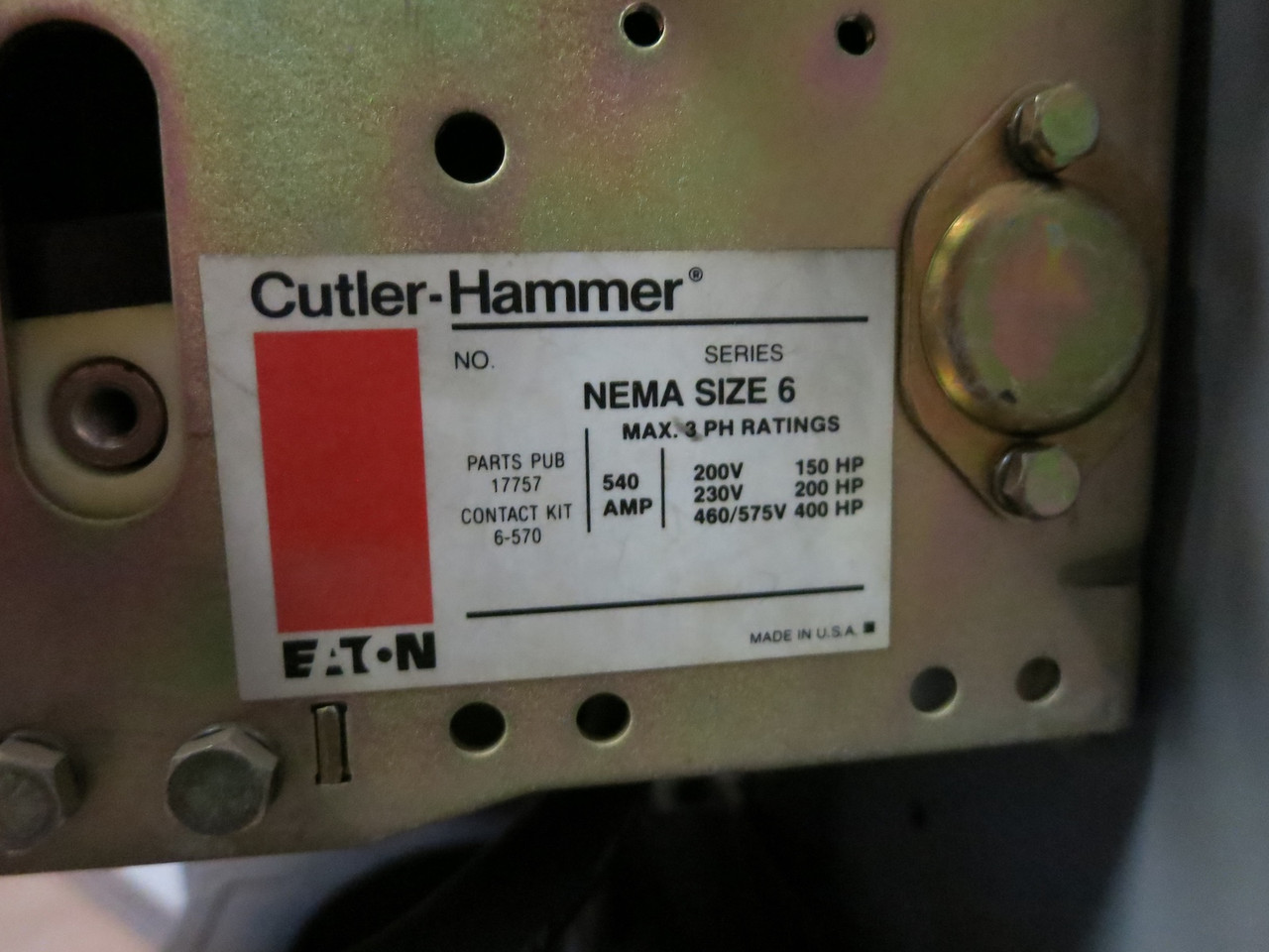 Eaton Size 6 Reduced Voltage Motor Starter 400 HP KST Autotransformer 600A Trip (DW7133-1)