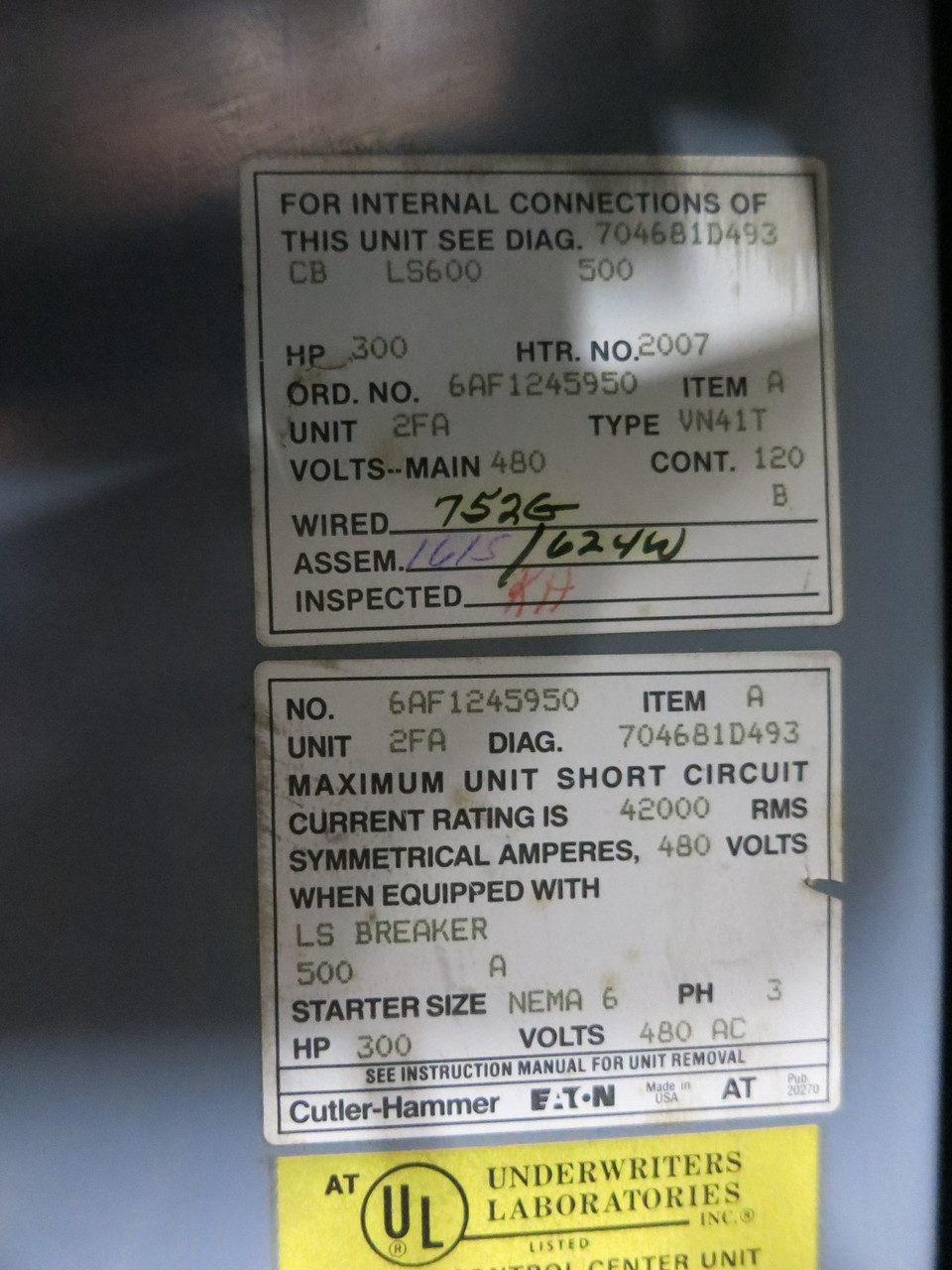 Eaton Size 6 Reduced Voltage Motor Starter 300 HP KST Autotransformer 500A Trip (DW7140-1)
