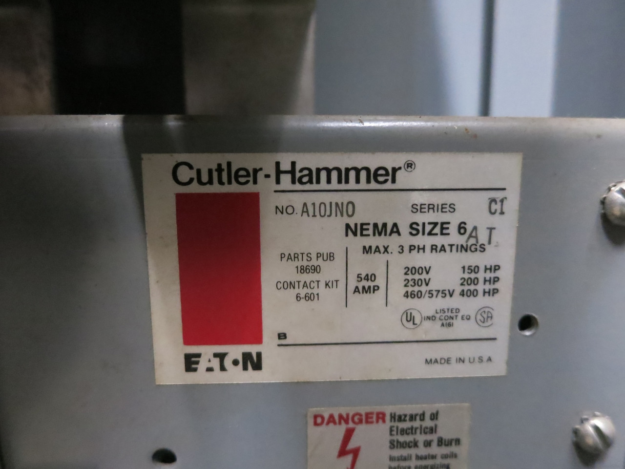 Eaton Size 6 Reduced Voltage Motor Starter 300 HP KST Autotransformer 500A Trip (DW7140-1)