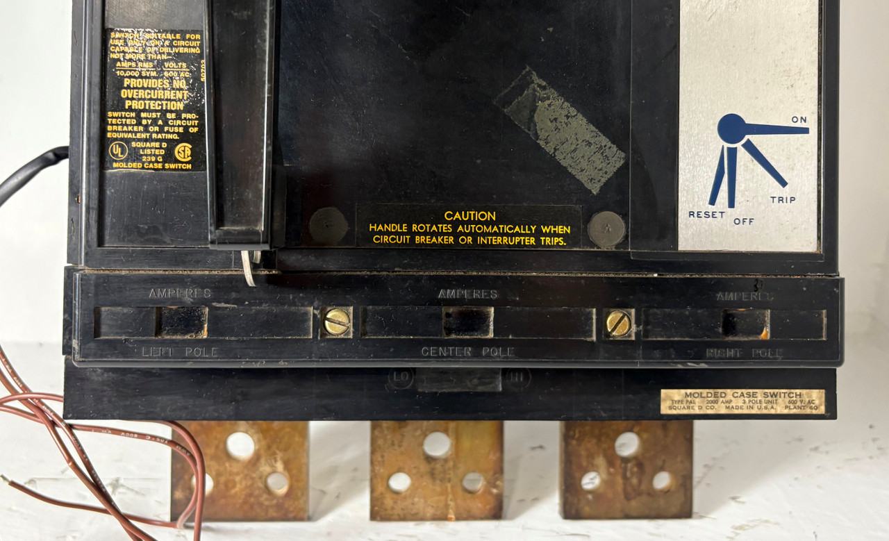 Square D PEF3600001129 2000A Molded Case Switch w/ UV Trip 2000 Amp PAL 600V 3P (EM5467-1)