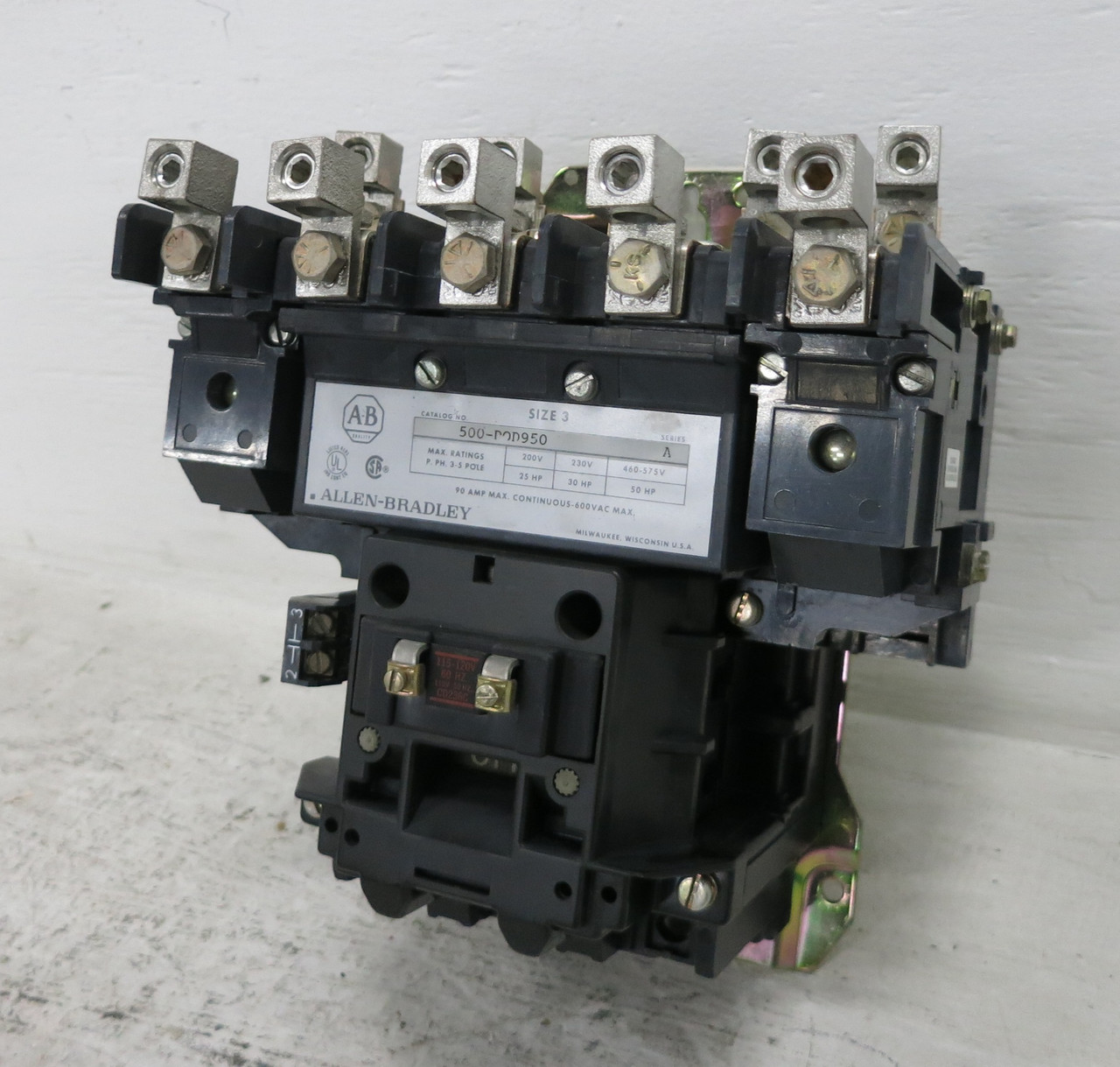 Allen Bradley 500-DOD950 Size 3 Motor Contactor 120V Coil 5P 599-P3A 500-D0D950 (DW7192-4)