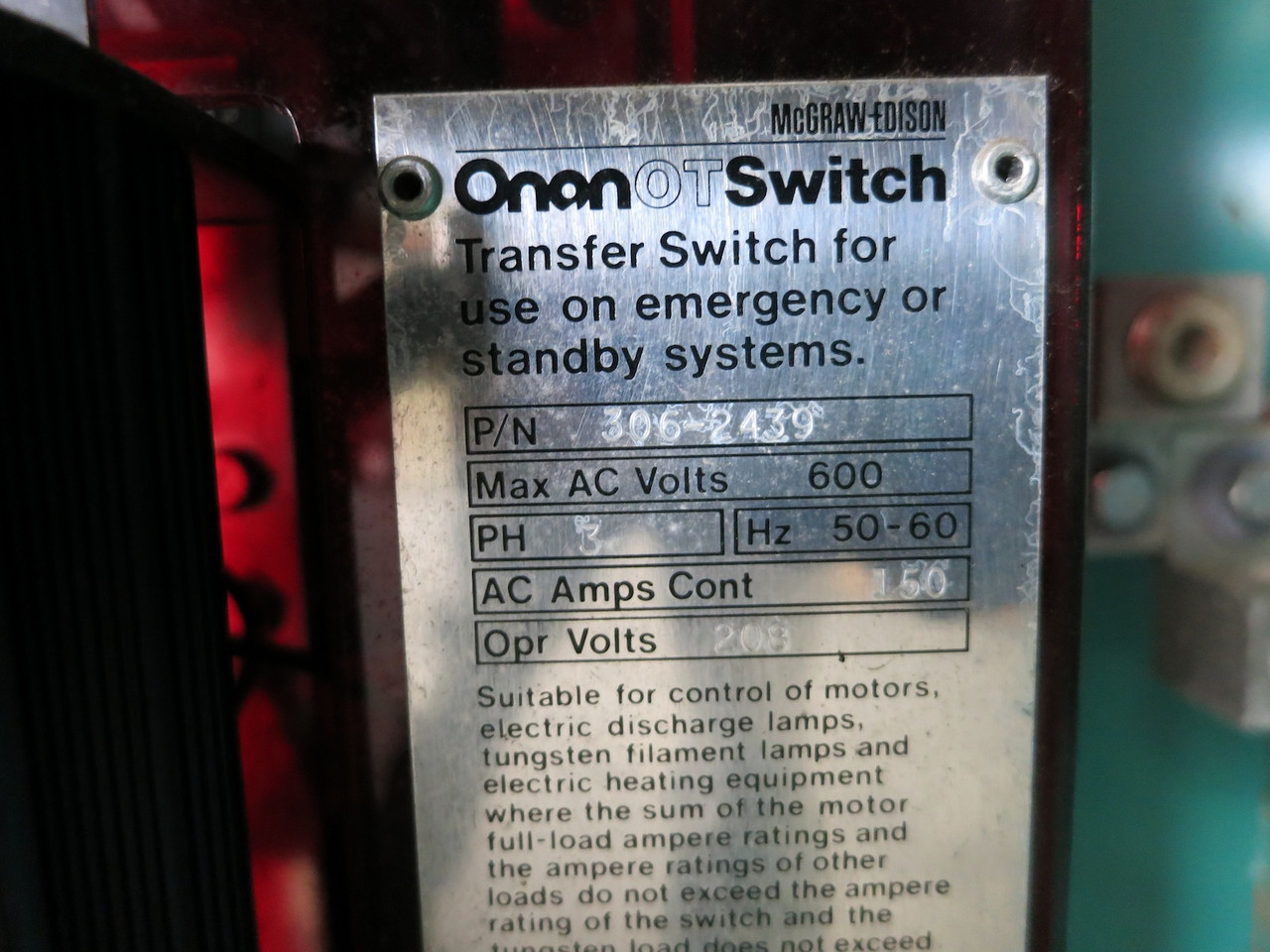 Onan 25 kW Generator 3PH LPG Genset Chrysler H225 Engine Transfer Switch 22 Hrs (DW7206-1)