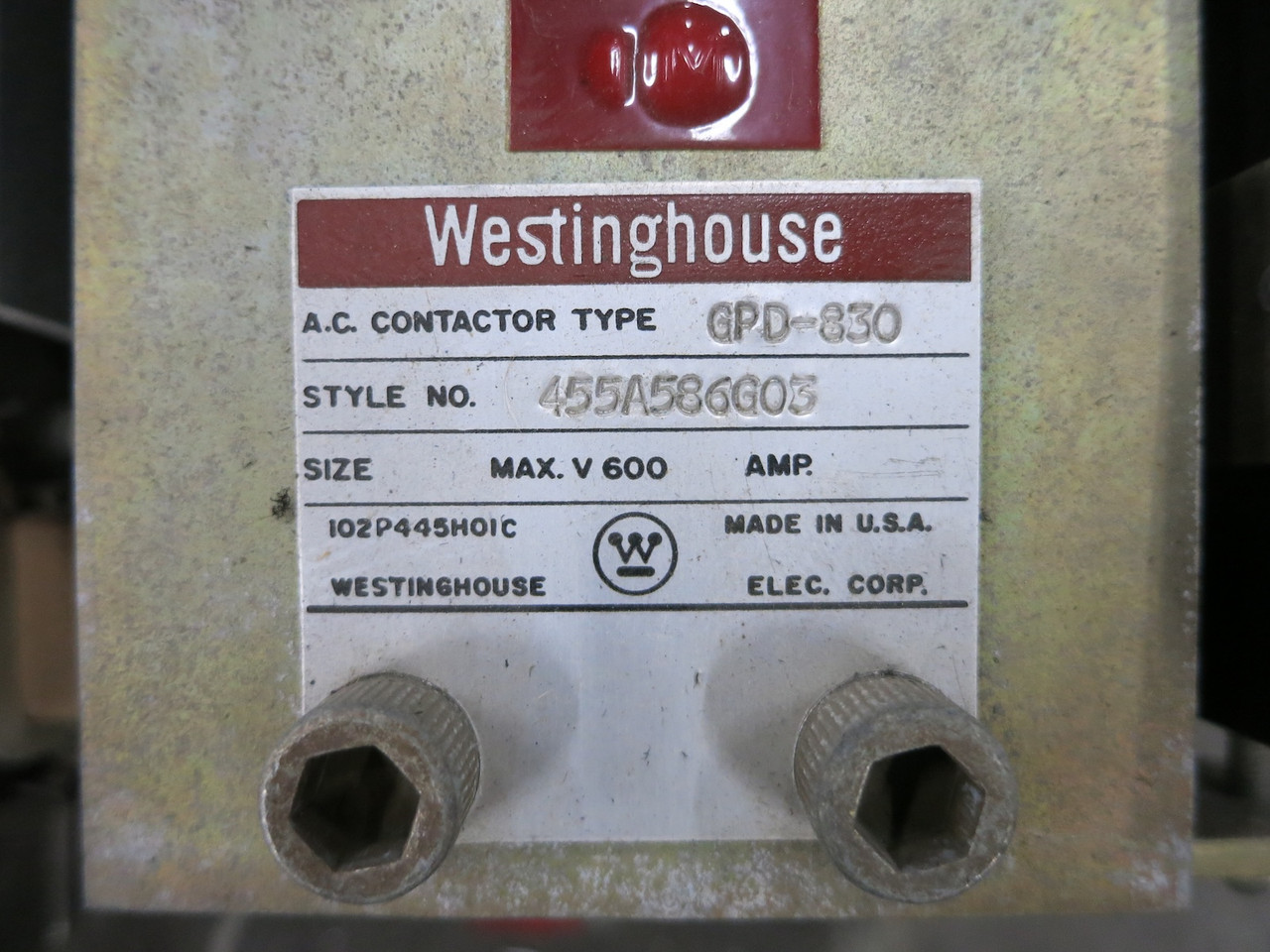 Westinghouse 455A586G03 Size 8 GPD-830 AC Motor Contactor 438C805G10 Coils (DW7230-3)