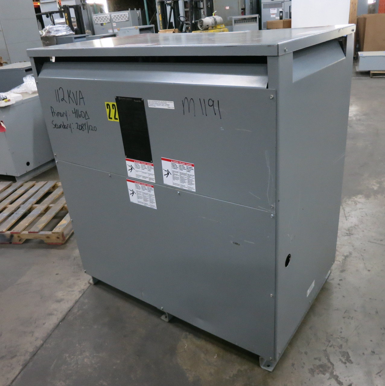 Square D 112 kVA 4160 Delta to 280Y/120 V 3PH Dry Type Transformer 112T18H 4160V (DW7234-1)