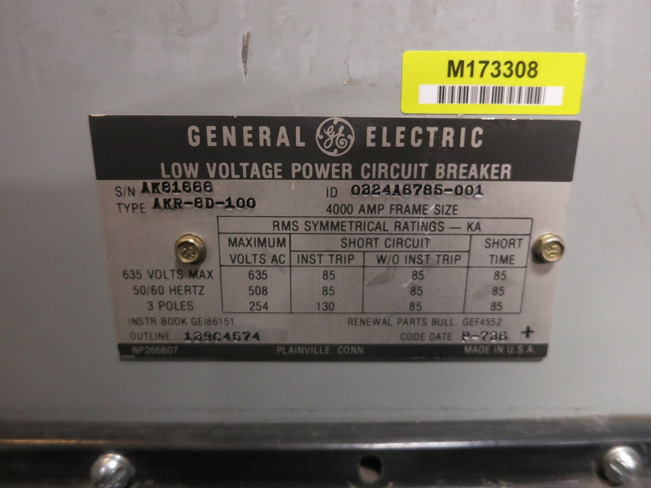 GE AKR-8D-100 4000A Air Breaker LSG MicroVersaTrip PM A440LSGPM 4000 Amp MO (DW7237-1)
