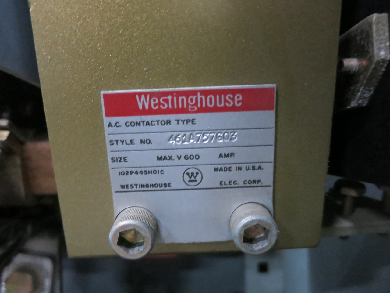 Westinghouse Size 7 Contactor 1200A Combo Box 600 HP 460V 461A757G03 1200 Amp (DW7266-1)