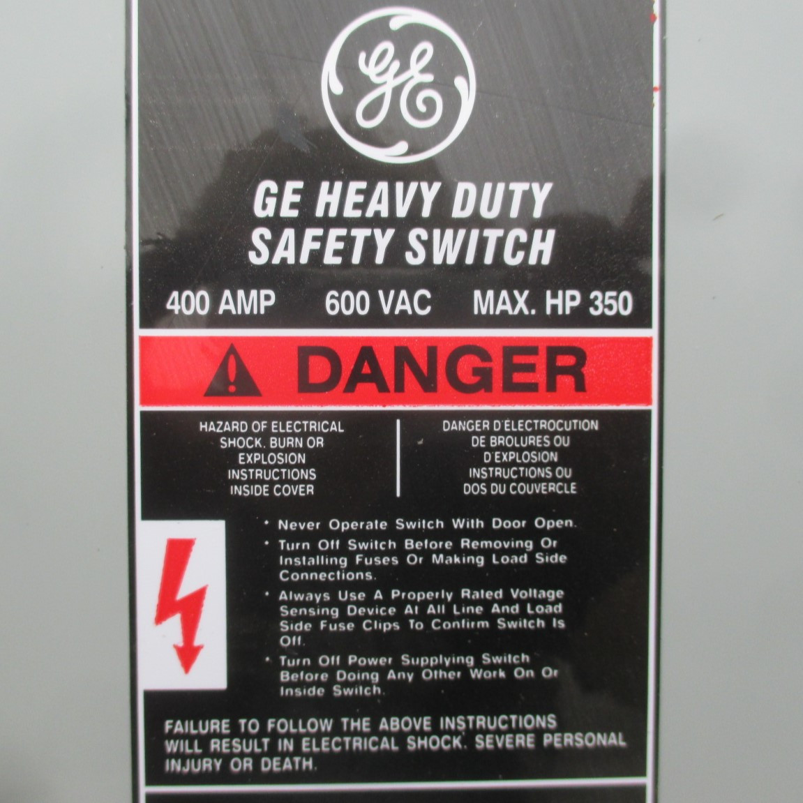 GE TH4365 (NO LABEL) 400 Amp 600A Heavy Duty Fusible Safety Switch 4W Mod 11 (AH0567-1)