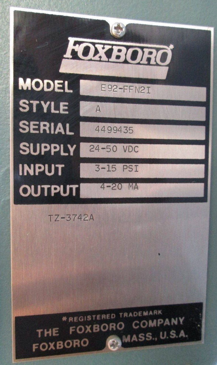 Foxboro Air to Current Converter E92-FFN2I A /w Mounting Bracket 4-20 mA PLC (EBI1509-26)