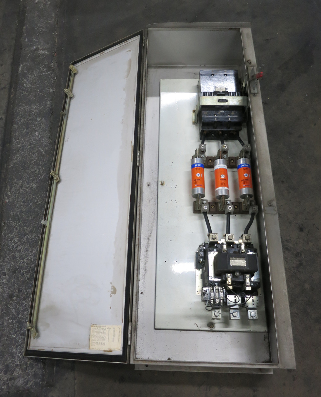 GE Size 5 Starter 400A Fusible Combination Box 400 Amp CR306G0 Sz5 Combo SS 3R (DW7282-1)