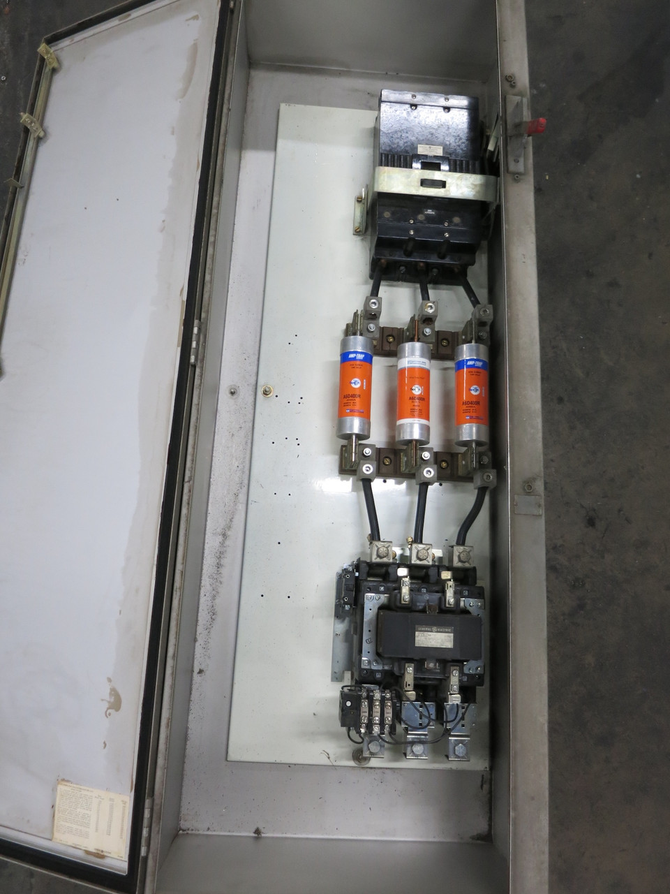 GE Size 5 Starter 400A Fusible Combination Box 400 Amp CR306G0 Sz5 Combo SS 3R (DW7282-1)