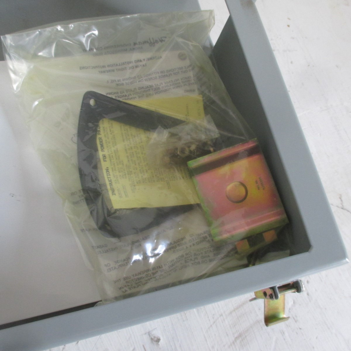 NEW Hoffman F-44LJ Junction Box Lay-in Hinged Cover Gray Steel 4”x4” Wireway NIB (AH0579-1)