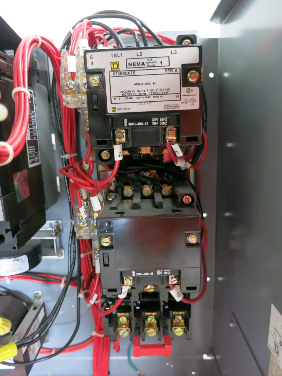 Square D Model 6 30A Breaker Size 1 Reversing Starter 21" MCC Bucket 30 Amp HJ (DW7291-2)