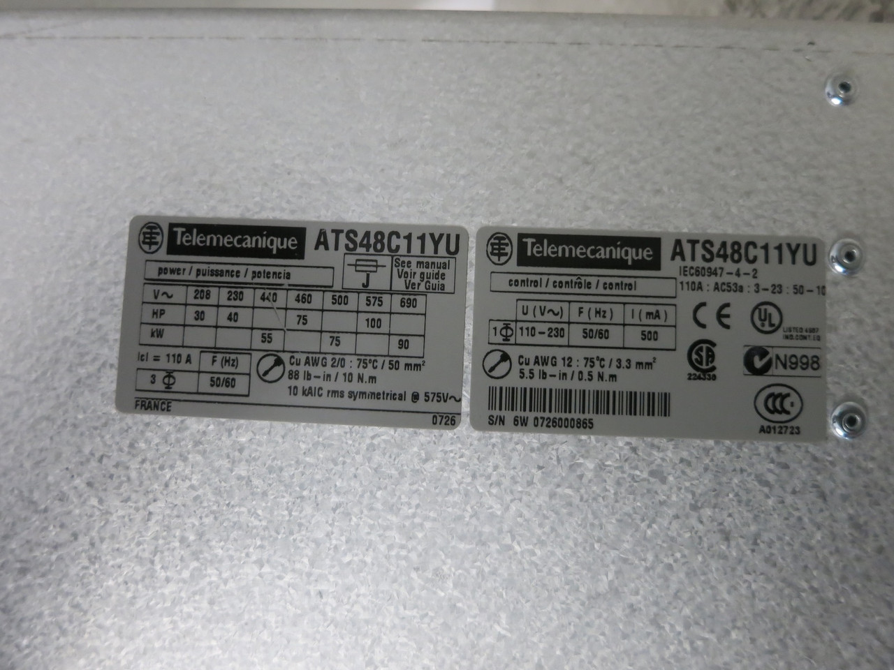 Telemecanique ATS48C11YU 75/100 HP Motor Soft Start AltiStart 48 Drive 75HP 460V (DW7296-1)