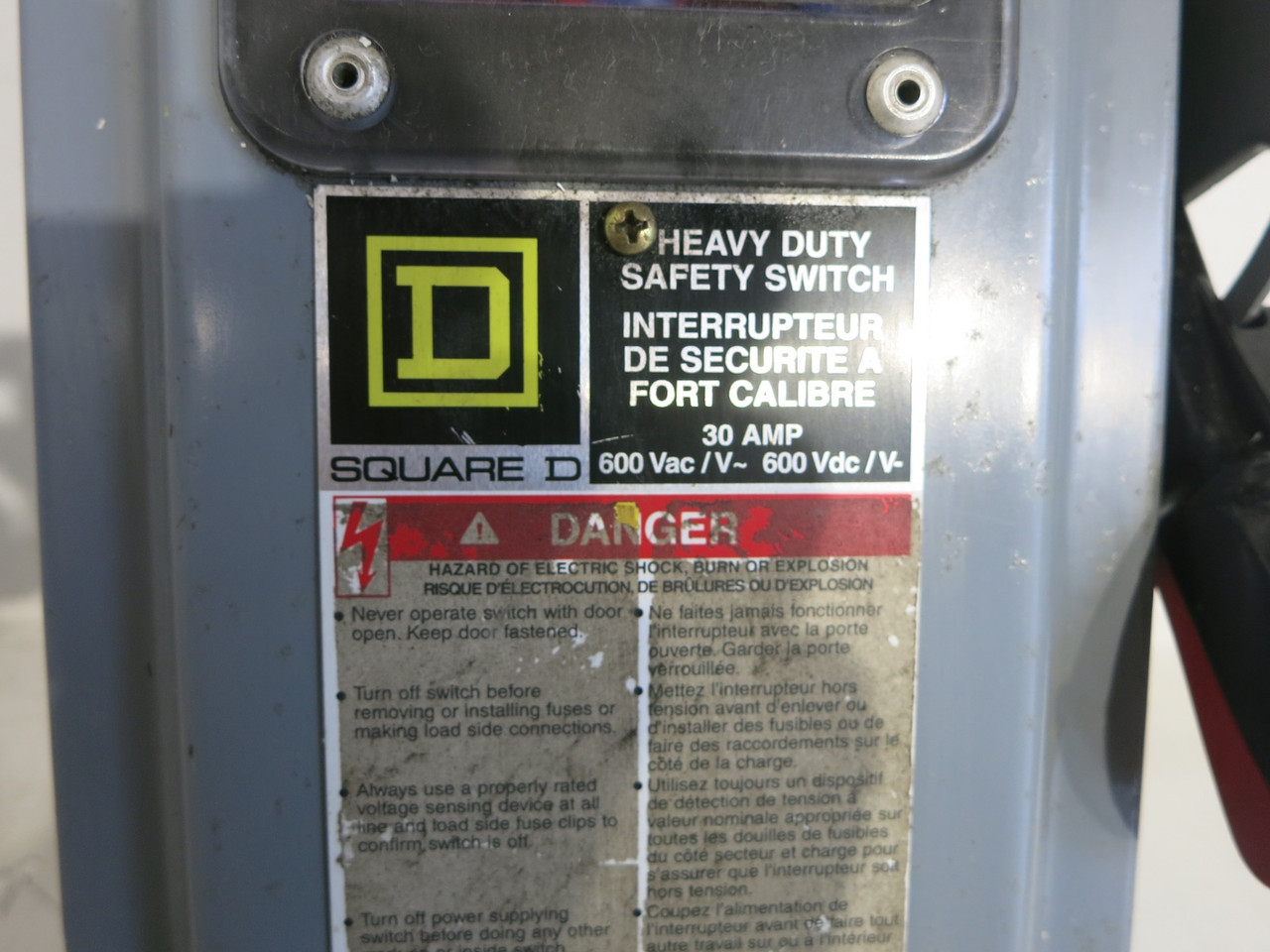 Square D CH361AWK 30A 600V 3R Fusible Safety Switch Disconnect w View Window F05 (AH0598-1)