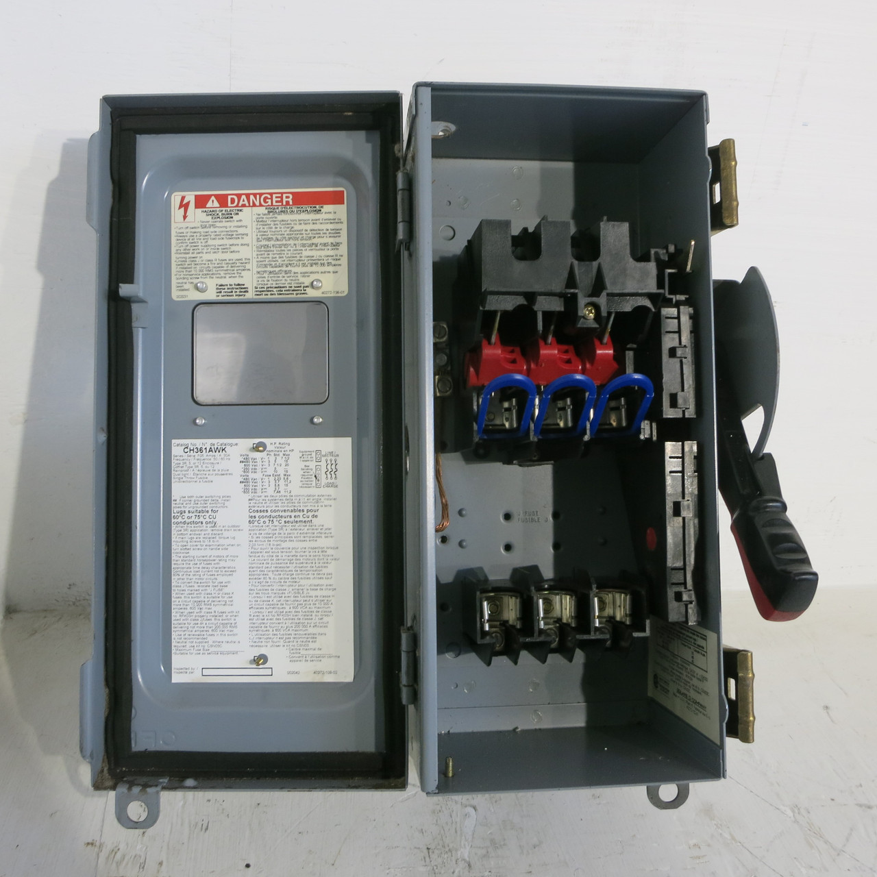 Square D CH361AWK 30A 600V 3R Fusible Safety Switch Disconnect w View Window F05 (AH0598-1)
