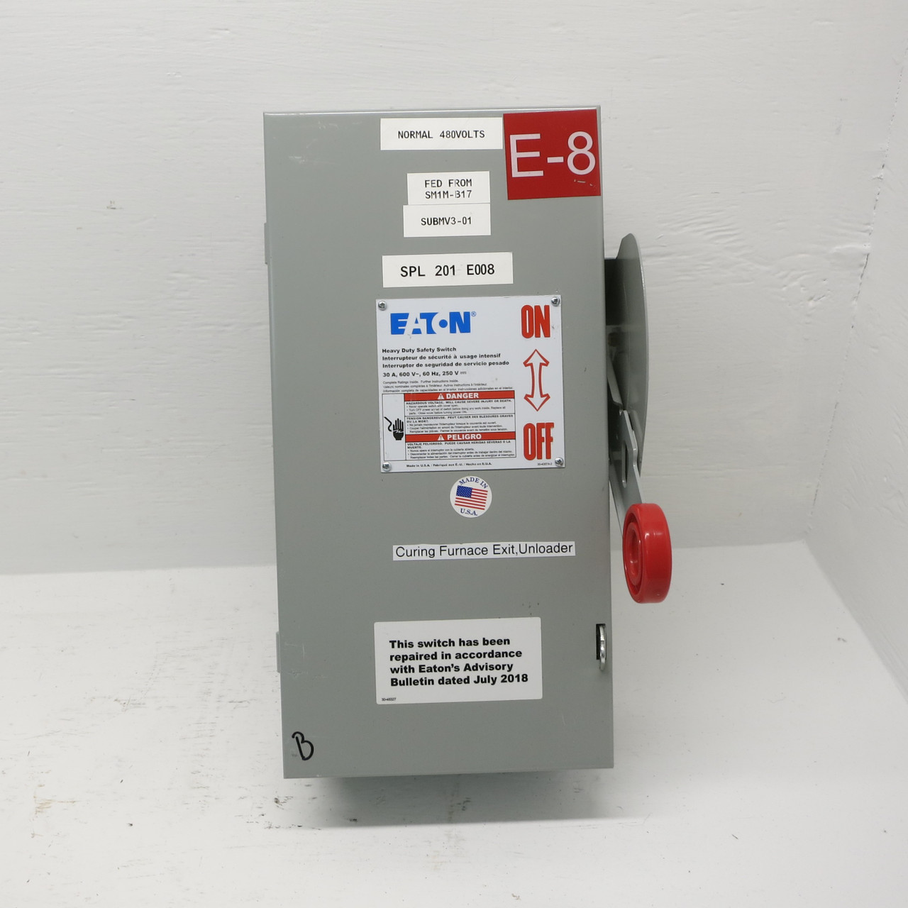 Eaton DH361FGK 30A 600V Fusible Heavy Duty Safety Switch Disconnect 30 Amp CH (AH0603-32)