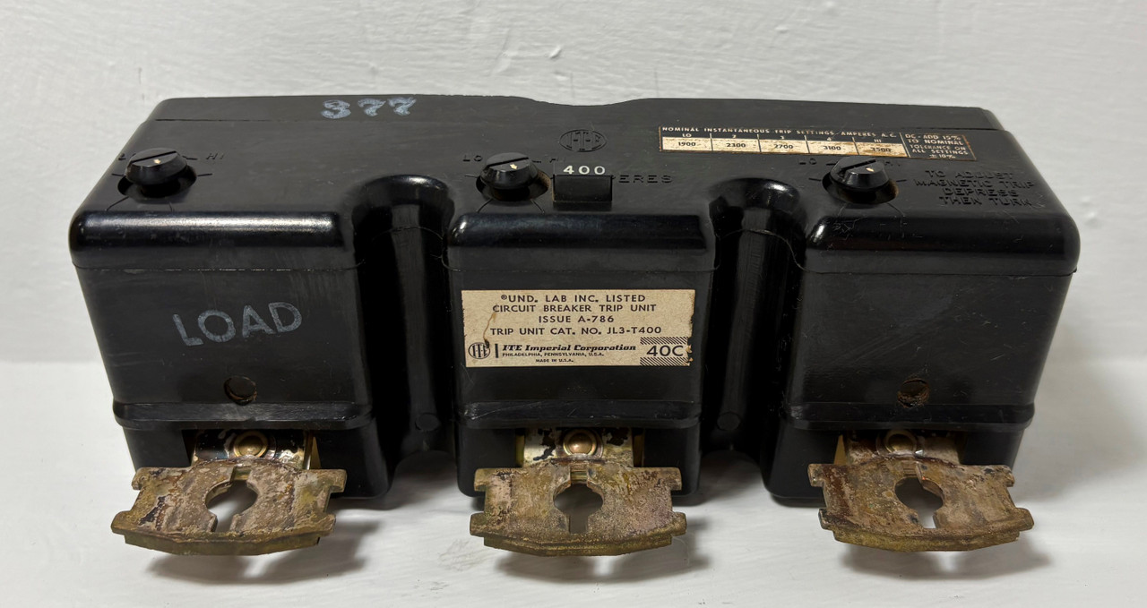 I-T-E JL3T400 400A Trip Unit for JL3 Circuit Breaker JL3-T400 ITE 400 Amp 3P (EM5537-1)