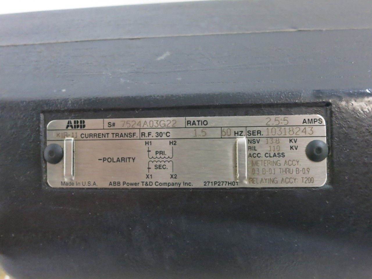 NEW ABB 7524A03G22 Type KIR-11 Current Transformer Ratio 2.5:5A CT KIR11 2.5:5 (DW7389-3)