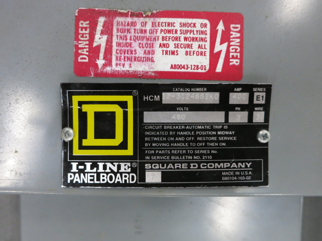 Square D HCM 400A 480V I-Line Breaker Panel Board 3PH 3W 400 Amp Main Lug MLO (DW7410-1)