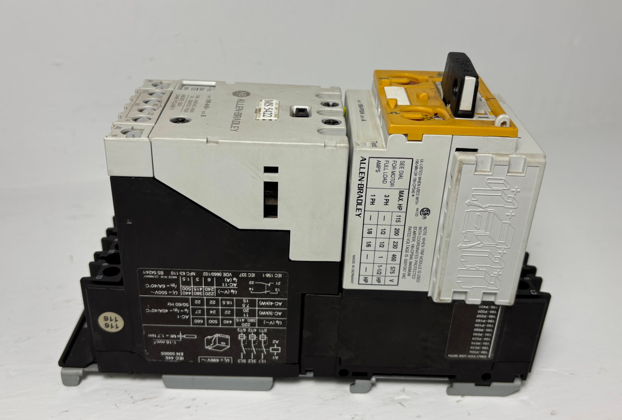 Allen Bradley 190-A40 Motor Starter 190-P024 190-CPS40 3PH 10 Amp 600V 120V Coil (EM5552-2)