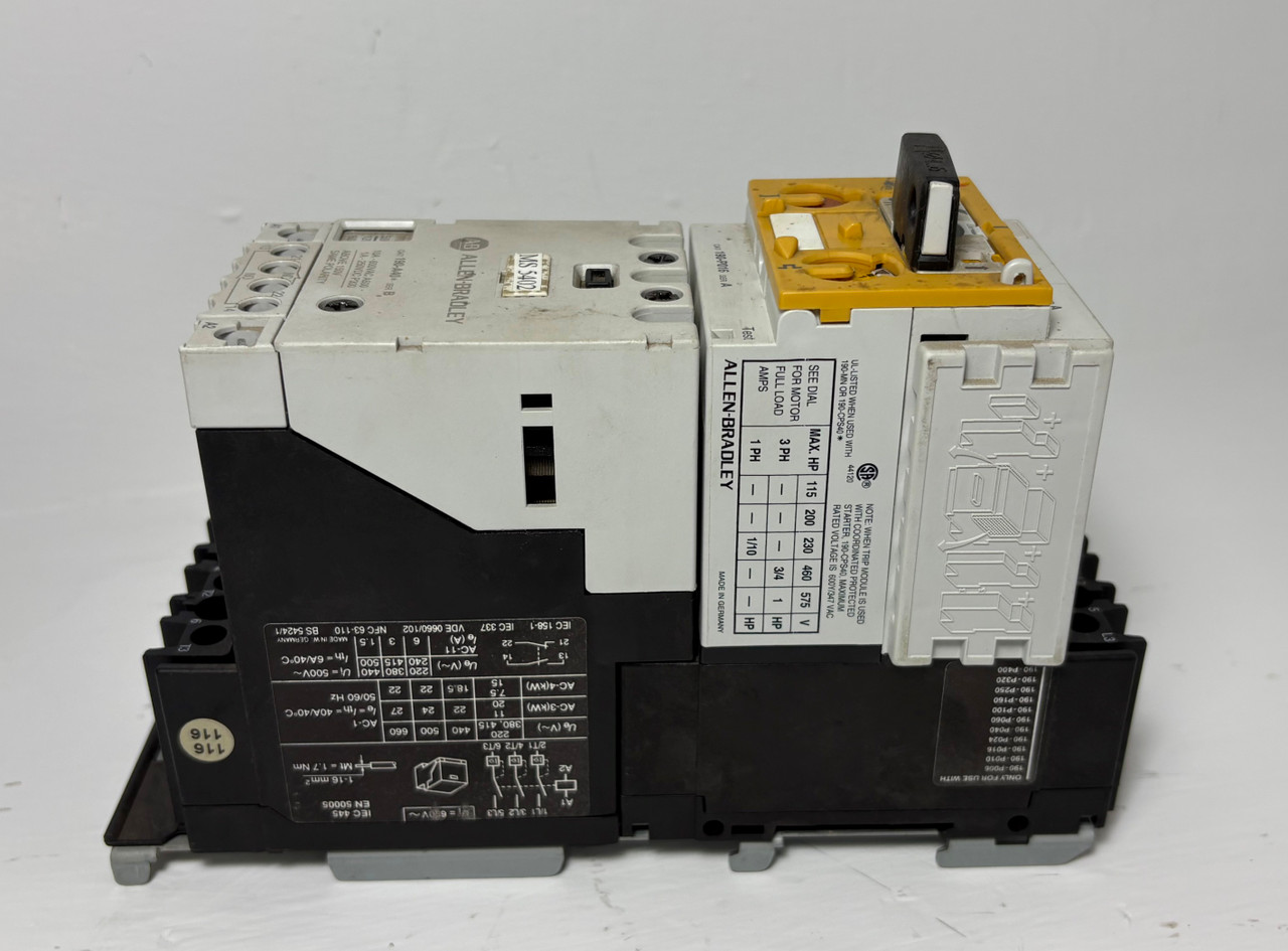 Allen Bradley 190-A40 Motor Starter 190-P016 190-CPS40 3PH 10 Amp 600V 120V Coil (EM5554-3)