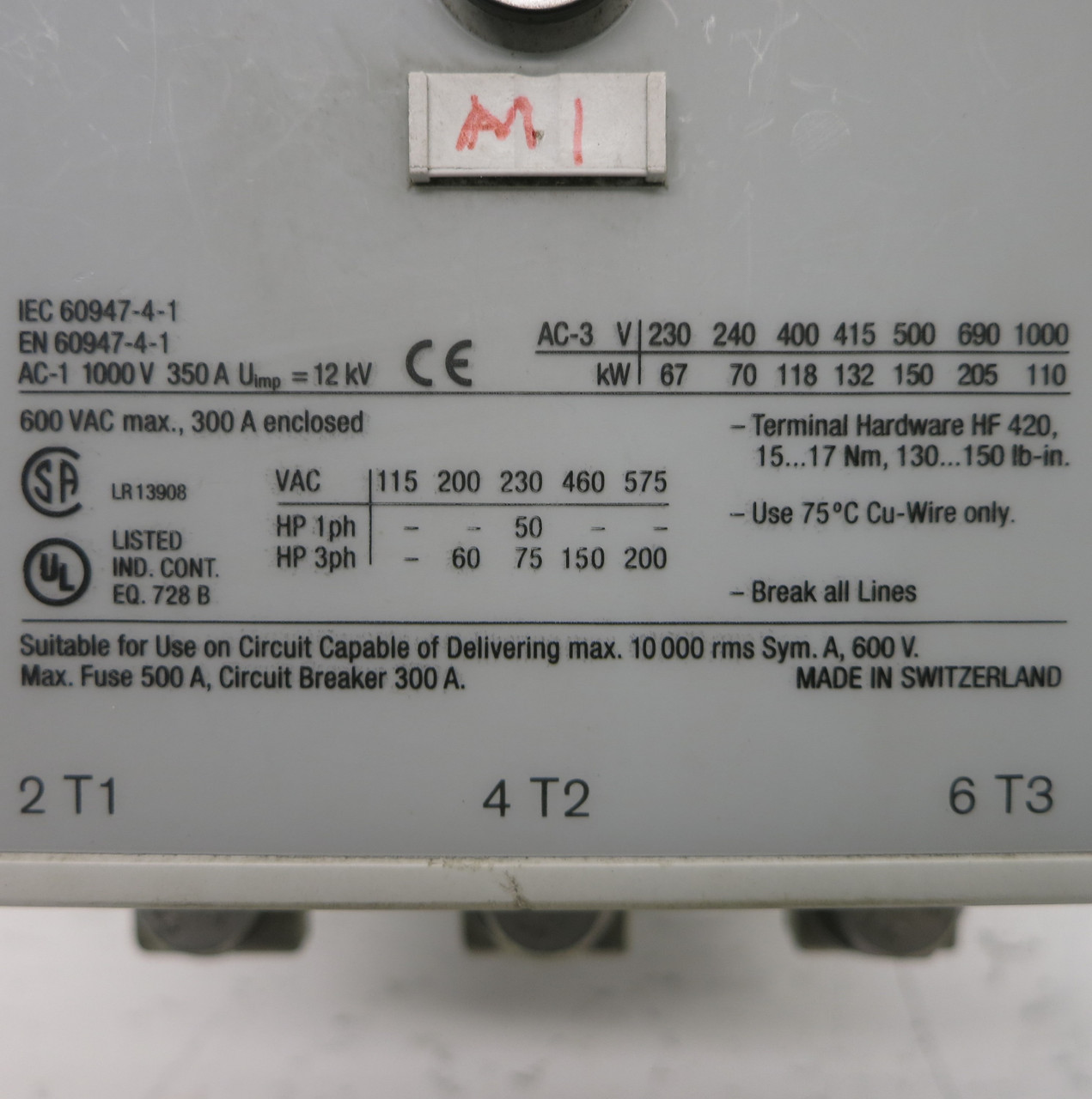 Allen Bradley 100-D210 Contactor 600V 300A Non-Reversing 110/130V Coil 100D210 (AH0626-1)