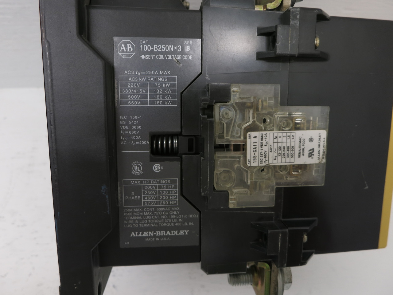 Allen Bradley 100-B250N*3 250 Amp Motor Starter 120V Coil 250 HP 100B250N3 250A (AH0628-1)