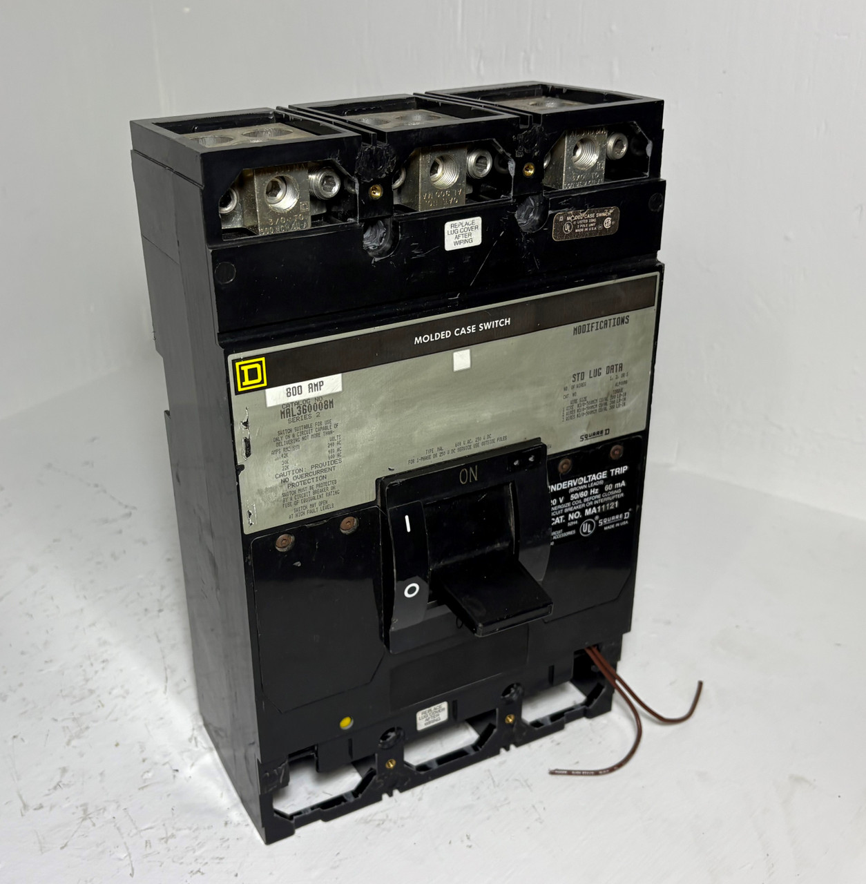 Square D MAL360008M 800A Molded Case Switch w/ UVR 600V 3 Pole Type MA 800 Amp (EM5567-6)