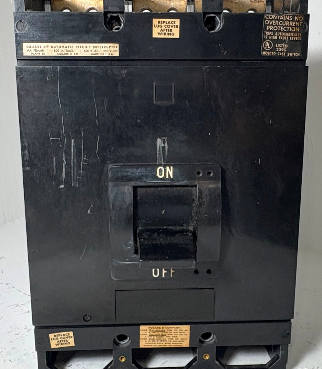 Square D MAL360008M 800A Molded Case Switch Black 600V 3 Pole MA Frame 800 Amp (EM5565-1)